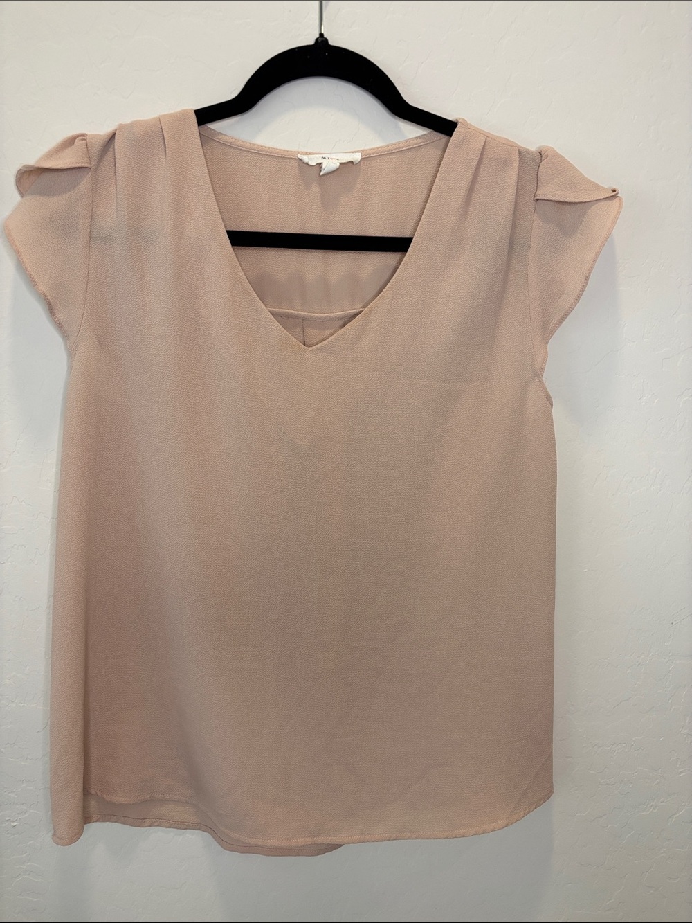 mine Blush Pink V-Neck Cap Sleeve Blouse